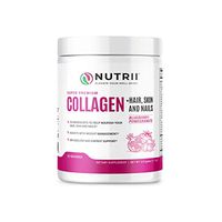 Nutrii Grass-Fed Hydrolyzed Collagen Peptides Protein Powder, Anti-Aging Skin, Joint, Hair, Skin, Supplement, Build Lean Muscle, Restore Natural Energy, 11.1 oz, 30 Servings, Blueberry-Pom