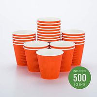 Disposable Paper Hot Cups - 500ct - Hot Beverage Cups, Paper Tea Cup - 8 oz - Tangerine Orange - Ripple Wall, No Need For Sleeves - Insulated - Wholesale - Takeout Coffee Cup - Restaurantware