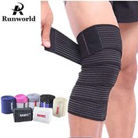 Runworld (1 Pair Elastic Breathable Knee Brace Compression Bandage Wraps Pain Relief Straps Support Wraps Sleeve for Men Women Cross Training WODs,Gym Workout,Fitness & Powerlifting (Black)
