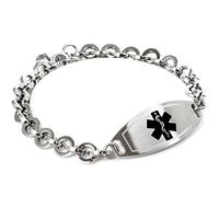 My Identity Doctor - Custom Engraved Medical ID Bracelet - 316L 8mm Steel Round Link - Black - Wrist Size 8 Inch