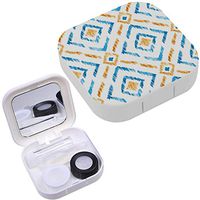 Portable Contact Lens Case Box Travel Kit Mirror + Bottle + Tweezers Container Holder [ Watercolor Ikat ]