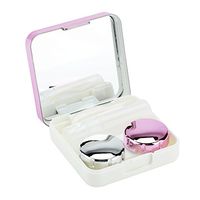 Contact Lens Case, Mini Portable Travel Contact Lens Box Set Myopia Eye Care Kit with Mirror, Solution Bottle, Lens Case, Tweezers, Lens Stick(Rose)