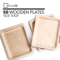 Disposable Plates All Natural Biodegradable Birch Wood for Parties, Events (10.5” x 8.5” Dinner Plate)