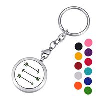 HOUSWEETY Aromatherapy Essential Oil Diffuser Key Chain - Stainless Steel Locket Keychain,11 Refill Pads(Engraving)