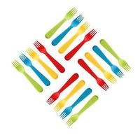 Plaskidy Plastic Kids Forks - Set of 16 Toddler Forks BPA Free/Dishwasher Safe Kids Utensils Set Brightly Colored Kid Forks Flatware Set Great for Kids and Toddlers Fork