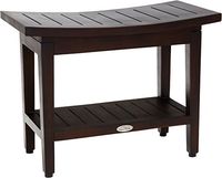 AquaTeak Patented 24" Maluku Mocha Teak Shower Bench with Shelf