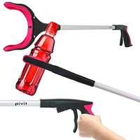 Pivit Reacher Grabber Tool | 32" Heavy Duty Mobility Grip Hand Aid | Light Bulb Remover, Long Reach Handled Trash Litter Picker, Garbage Garden Pickup | Nabber Gripper Extender Arm Handle (Pink)