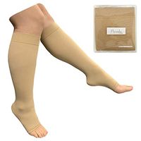 Presadee Open Toe 8-15 mmHg Mild Compression Leg Calf Relief Traditional Sock (Nude, L/XL)