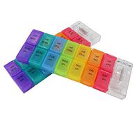 Comfort Axis Weekly 7 Days AM/PM Travel Pill Organizer, 2 Times a Day Color-Coded Detachable Compartments with Removable Pill Cutter Included (Pack of 2)