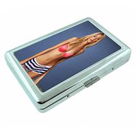 Switzerland Pin Up Girls Swiss S3 Silver Cigarette Case Metal Wallet Id Holder 4" X 2.75" RFID Protection