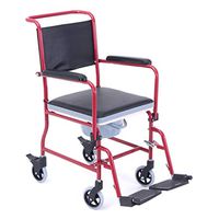 XWZJY Handicap Toilet Seat Deluxe Bedside Commode 3 in 1 Pregnant Bath Stool for Easy Transfer with Wheels Footrests Padded Cushion,Tool-Free Assembly