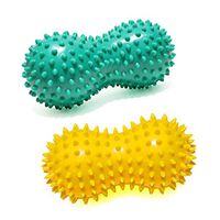 Mengjie Foot Massage Roller (2 Pieces) Peanut Spike Massage Ball Reflexology Muscle Massager, Green Yellow