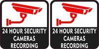 StickerTalk 24 Hour Security Cameras Recording Vinyl Stickers, 3 inches by 3 inches