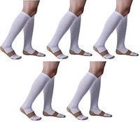 ASRocky (5 Pair, Lg/XL, Wht-Cu) Graduated Compression Socks Anti-Fatigue Antimicrobial Calf High Below Knee Mens Womens Sock Leg Foot Ankle Heel Support Pain Relief Stockings Reduce Swelling