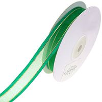 Homeford Gold-Lined Satin Edge Organza Ribbon, 5/8-Inch, 25-Yard (Emerald)