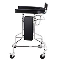 Jonigo Auxiliary Walker for The Elderly Crutches Four Feet with Wheels with Cushions Can Push Light Folding Dual-use Walker (Color : Black)