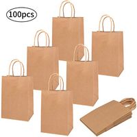 CCINEE 100 Pieces Kraft Paper Bags, Goody Bags Retail Bags with Handles for Gifts, Goodies, Presents Party Supplies