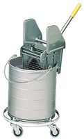Royce Rolls Stainless Steel 10-Gallon Round Mop Bucket and 24-32 oz. Mop Wringer Combo on 3" Casters - #4310