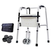 FLYSXP Elderly Walker Lightweight Folding Walker Pulley + with Seat + Bath Board Auxiliary Walker Wheelchair (Size : Without Pulley)
