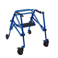 Klip Lightweight Posterior Rollator Walker/Gait Trainer - 4 Wheel with Flip-Up Seat for Toddlers, Kids, Teens with Special Needs/Cerebral Palsy-Front Swivel Wheels, Height Adjustable, Foldable (Med)