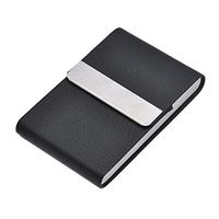 Transer Cigarette Box Case, Deluxe Leather Stainless Steel Tobacco Pocket Storage Box Holder, Fit 7 Pcs 85mm Cigarettes (Black)