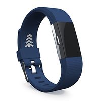 Teak - Silicone Sport Replacement Wristband for Fitbit Charge 2 - Large Navy Blue