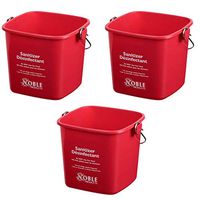 Small Red Sanitizing Bucket - 3 Quart Cleaning Pail - Set of 3 Square Containers