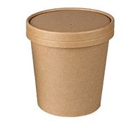 SAFEPRO 16 Oz. Kraft Paper Soup Cup with Vented Paper Lid, Catering Take Out Hot and Cold Deli Food Containers with Matching Covers (100)