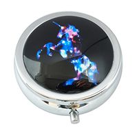 WuCong Unicorn Galaxy Custom Fashion Design Glass Round Pill Case Western Medicine Tablet Holder Decorative Box