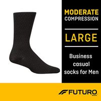Futuro Business Casual Socks for Men, Moderate Compression, Large, Black, Helps Improves Circulation to Help Minimize Swelling