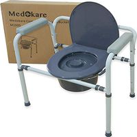 Medokare Bedside Commode Chair - Heavy-Duty Steel Commode Seat, Bedside Potty Chair for Adults, Medical Handicap Toilet Seat with Handles and Bucket
