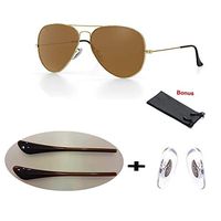 BEHLINE Replacement Temple Tips (Ear Socks) Nose Pads Nose Piece for Ray-Ban Aviator RB3025 3026 Sunglasses,Repair Kit (Brown)