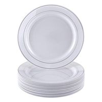 DISPOSABLE DINNERWARE SET, 20 Plastic Plates for Wedding (Silver Glare - 10.25")