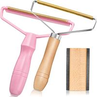 3 Pieces Manual Fabric Shaver Kit Include Portable Wood Lint Remover, Sweater Comb Removers and Pink Manual Clothes Fuzz Shaver for Combing Clothing Blankets Lint Removal Supplies