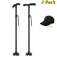 Posture Walking Cane,Portable Self-Standing 10 Height Lightweight Adjustable and Collapsible, 360 Traction Tip Hand Walking Stick for Men & Women (Give a Hat)