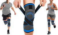 DCF Knee Compression Sleeve with Adjustable Straps (Blue, Large)