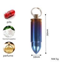 Keychain Pill Holder Bullet Necklace, Titanium Mini Nitro Aspirin Pill Fob, Waterproof Outdoor Emergency Safety & Survival Pill Container, Lightweight and Non-Allergenic Camping Equipment,COLORFUL