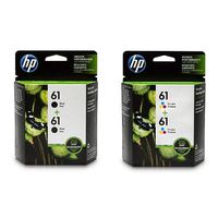 HP 61 Black and Tri-color Ink Cartridges (CZ073FN, CZ074FN) 4 Cartridge Bundle