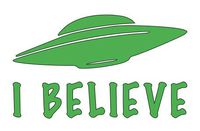 Home Grown Claremore I Believe in UFOs - Vinyl Decal Sticker - 5.5" Width X 3.3" Height | Green HGC1069
