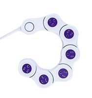 Quirky PPVP1-PL01 Pivot Power 6 Outlet Flexible Surge Protector Power Strip White/Purple
