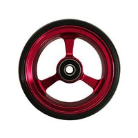 RIANTWHEEL, 4 X 1.0 inch, Solid, PU Wheels, Wheelchair Casters, Aluminum Rim, one Pair (Red)