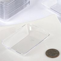 BalsaCircle 100 pcs 3-Inch Clear Plastic Rectangle Plates - Disposable Wedding Party Catering Tableware