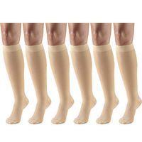 Sheer Compression Stockings, 20-30 mmHg, Women's Knee High Length, 30 Denier Beige Large (6 Pairs)