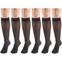 Sheer Compression Stockings, 30-40 mmHg, Women's Knee High Length, 30 Denier Black Medium (6 Pairs)