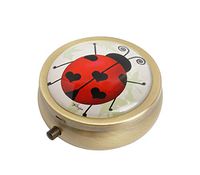 Halulu Ladybug Personalized Design Round Pill Case Decorative Metal Medicine Vitamin Organizer Unique Gift