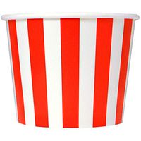 Valentine's Day Red Paper Ice Cream Cups - 16 oz Striped Disposable Bowls - Comes in Many Colors - Frozen Dessert Supplies - 50 Count