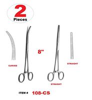 2 Pcs 8" Pean Hemostat Locking Forceps Straight & Curved