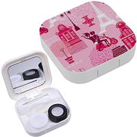 Portable Contact Lens Case Box Travel Kit Mirror + Bottle + Tweezers Container Holder [ Girls Riding On ]