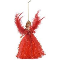 Herva Christmas Tree Ornament Hanging Angel Pendants Ornaments with Feather Wings Fits for Kids DIY Art Crafts Xmas Tree Ornament Decorations(5 Color)