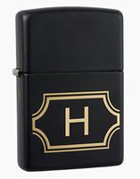 Zippo Black Matte with Nameplate Windproof Lighter with Initial"H"